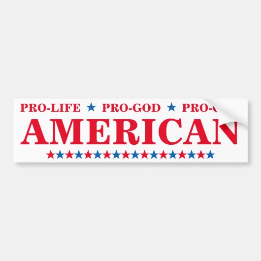 Pro Life God Pistool American Red Blue Stars White Bumpersticker (Voorkant)