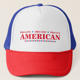 Pro Life God Pistool American Red White Stars USA Trucker Pet