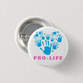Pro-Life Handprint Heart – Value Life Awareness  Ronde Button 3,2 Cm (Voorkant /achterkant)