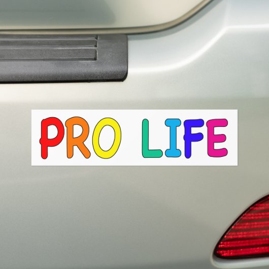 "PRO LIFE" (IN RAINBOW KLEUREN) BUMPERSTICKER (Op auto)