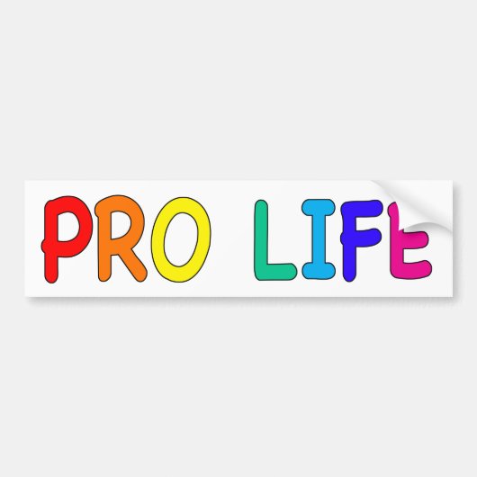 "PRO LIFE" (IN RAINBOW KLEUREN) BUMPERSTICKER (Voorkant)
