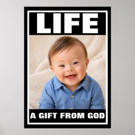 Pro-Life Lachende Down Syndroom Baby Jongen Leven  Poster