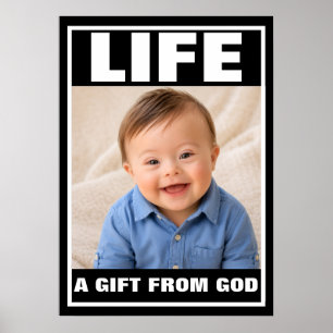 Pro-Life Lachende Down Syndroom Baby Jongen Leven Poster