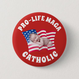 PRO-LIFE MAGA CATHOLIC met Baby en Amerikaanse vla Ronde Button 5,7 Cm