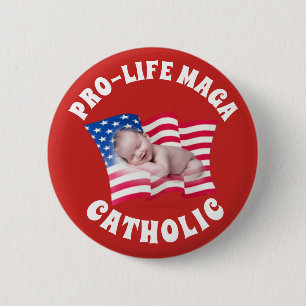 PRO-LIFE MAGA CATHOLIC met Baby en Amerikaanse vla Ronde Button 5,7 Cm