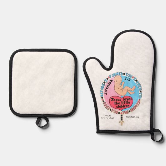 Pro-Life Oven Mitt en Pothouders Ovenwant & Pannenlap Set (Voorkant)