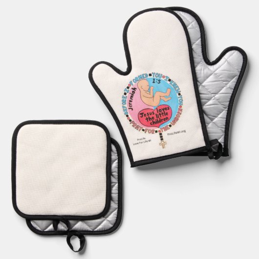 Pro-Life Oven Mitt en Pothouders Ovenwant & Pannenlap Set (Voorkant / Achterkant)