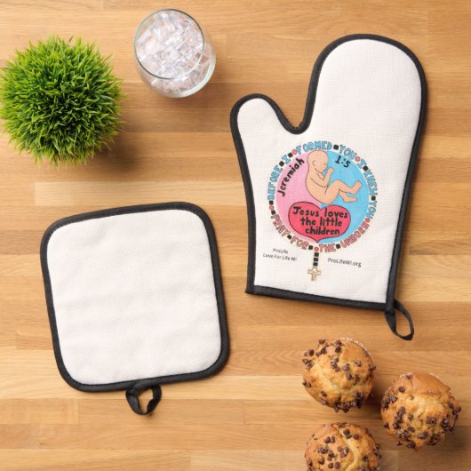 Pro-Life Oven Mitt en Pothouders Ovenwant & Pannenlap Set (Top down)
