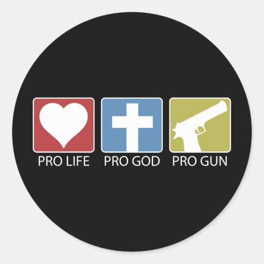 Pro Life, Pro God, Pro Pistool Ronde Sticker (Voorkant)