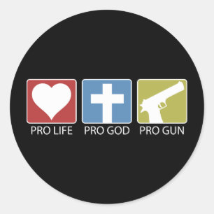 Pro Life, Pro God, Pro Pistool Ronde Sticker