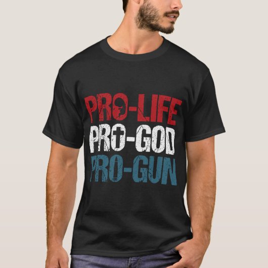 Pro Life Pro God Pro Pistool USA Patriot Verjaarda T-shirt (Voorkant)