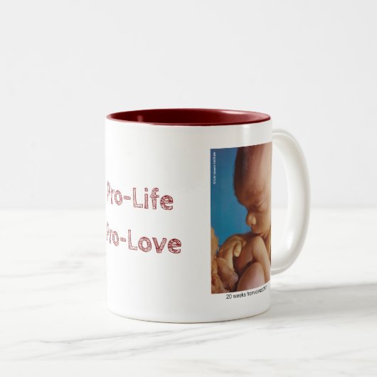 Pro-Life Pro-Love Tweekleurige Koffiemok (Voorkant rechts)