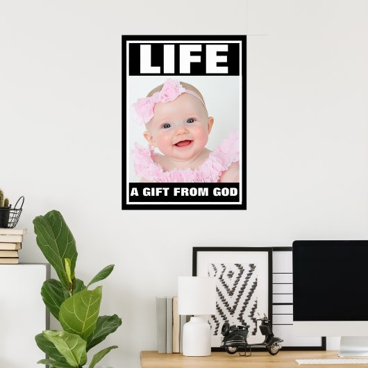 PRO-LIFE SCHATTIGEE LACHENDE BABY MEISJE IN ROZE POSTER (Thuiskantoor)
