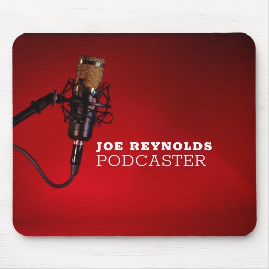 Pro-microfoon, poocaster, podcast muismat (Voorkant)