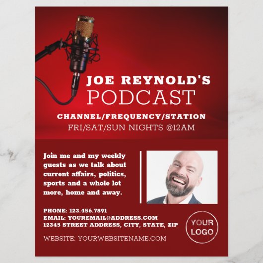 Pro Microphone, Podcaster, Podcast Advertising Flyer (Voorkant)