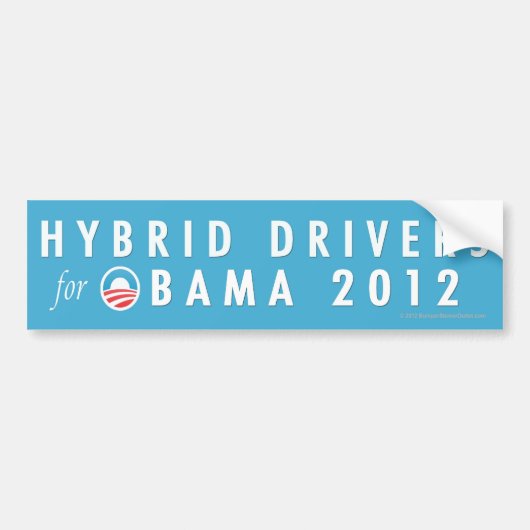 Pro-Obama Hydrid Drivers 2012 Bumpersticker (Voorkant)