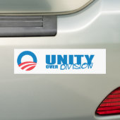 Pro-Obama - UNITY OVER DIVISION Bumpersticker (Op auto)