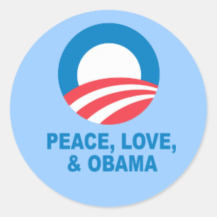 Pro-Obama - VREDE, HOUD EN OBAMA Ronde Sticker