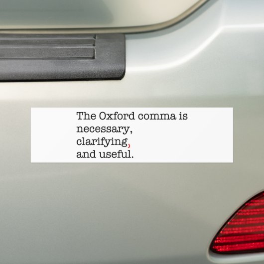Pro-Oxford Comma Bumpersticker (Op auto)