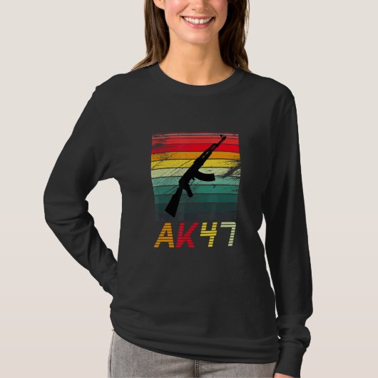 Pro Pistool 2e wijziging AK47 Geweer Retro Sun T-shirt (Voorkant)
