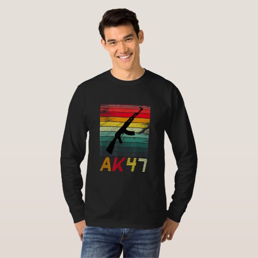 Pro Pistool 2e wijziging AK47 Geweer Retro  Sun T-shirt (Voorkant volledig)