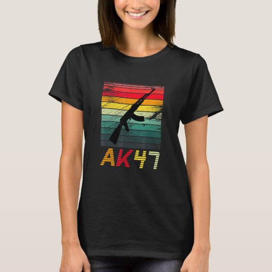 Pro Pistool 2e wijziging AK47 Geweer Retro Sun T-shirt (Voorkant)