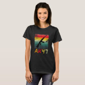 Pro Pistool 2e wijziging AK47 Geweer Retro Sun T-shirt (Voorkant volledig)