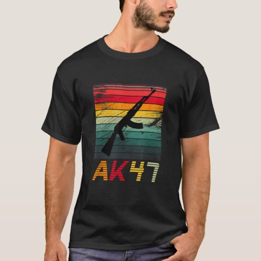 Pro Pistool 2e wijziging AK47 geweer retro zon T-shirt (Voorkant)