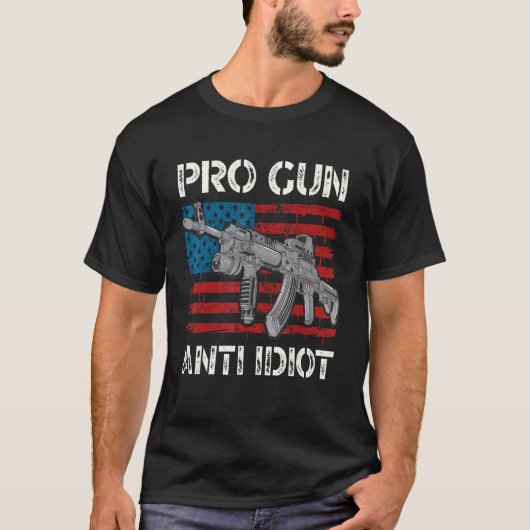 Pro Pistool Anti-Idiot US American Flag Pistool Ei T-shirt (Voorkant)