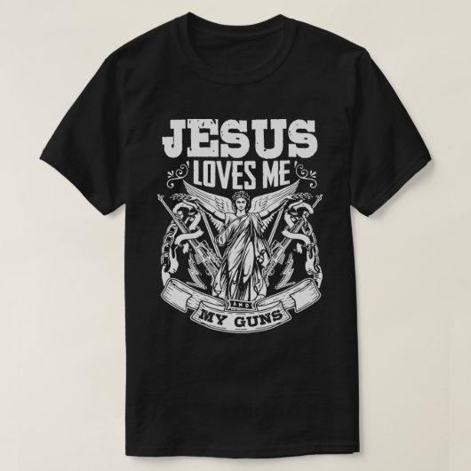 Pro Pistool Jesus Loves Me and My Pistolen T-shirt (Design voorkant)