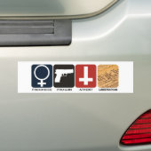 Pro-Pistool, Pro-Choice, Atheïst Libertarian Stick Bumpersticker (Op auto)