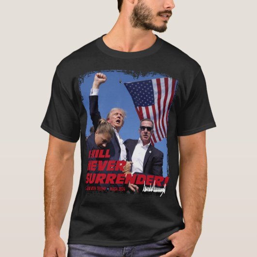 Pro President Trump geeft zich nooit over! MAGA 20 T-shirt (Voorkant)
