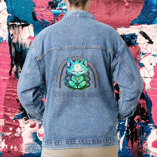 Pro-purr Yogi Kat Liefhebber Yoga Meditatie Regenb Denim Jacket