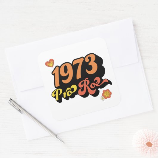 PRO ROE 1973 VIERKANTE STICKER (Envelop)