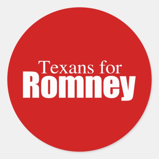 PRO-ROMNEY - TEXANEN VOOR ROMNEY — .PNG RONDE STICKER (Voorkant)
