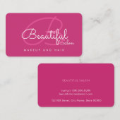 pro roze contact-kaart/schoonheidssalonmonogram contactkaartje (Voorkant / Achterkant)