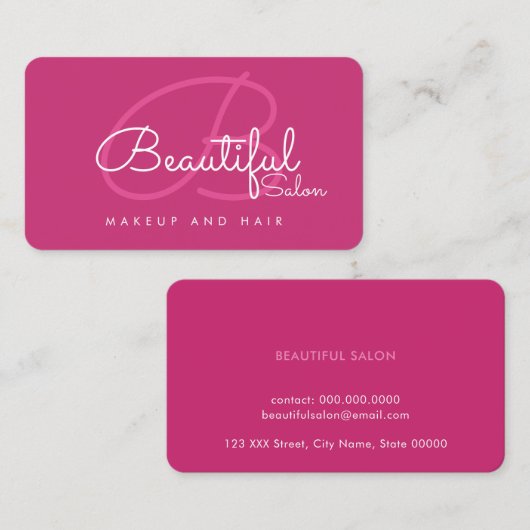 pro roze contact-kaart/schoonheidssalonmonogram contactkaartje (Voorkant / Achterkant)