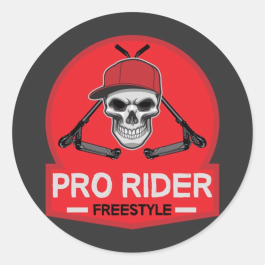 Pro Scooter Free Rider Tricks Ronde Sticker (Voorkant)