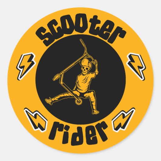 Pro Scooter Free Rider Tricks Ronde Sticker (Voorkant)