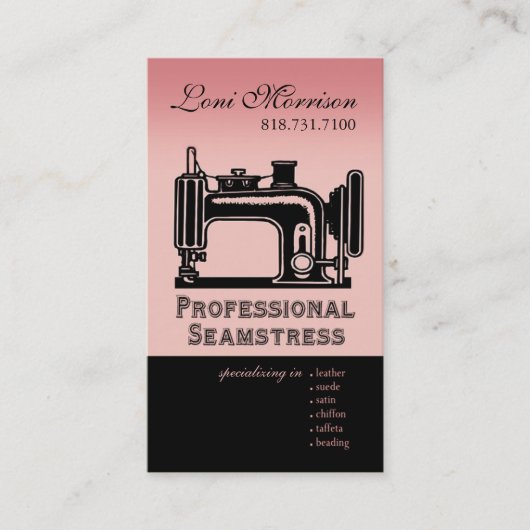 Pro Seamstress: Dressmaker, Patternmaker, Ontwerpe Visitekaartje (Voorkant)