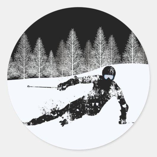Pro Skier, Ski Snowboard Ronde Sticker (Voorkant)