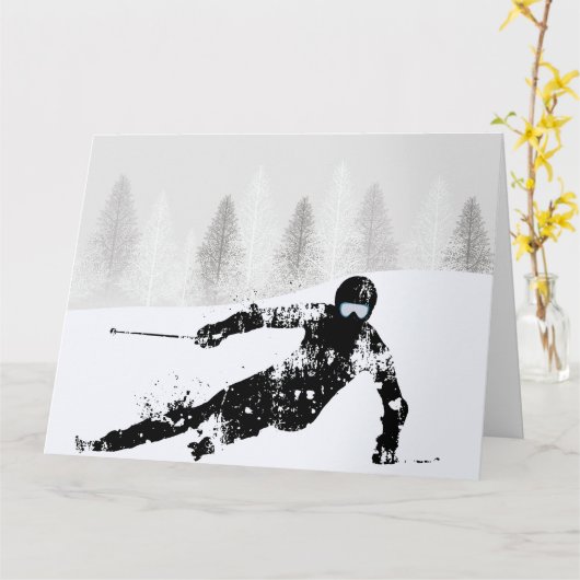 Pro-skiër, skisnowboard kaart (Gele Bloem)