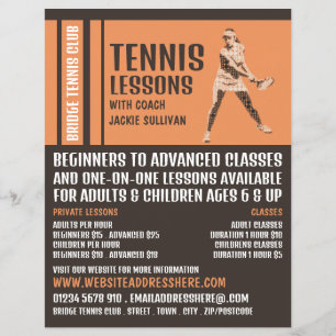 Pro Tennis Player, Tennis Lessen/Classes Advert Flyer