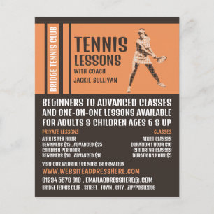 Pro Tennis Player, Tennis Lessen/Classes Advert Flyer