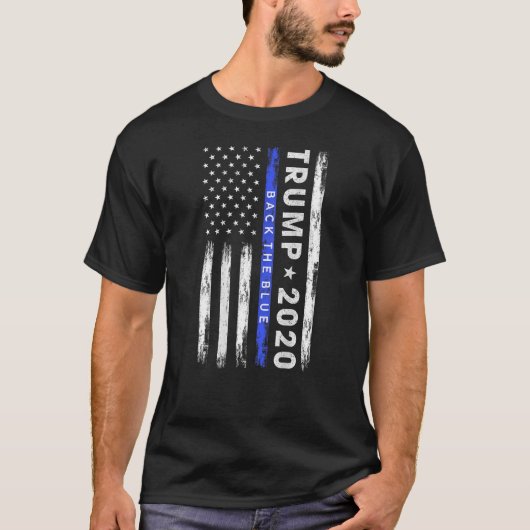 Pro Trump 2020 Back the Blue Thin Blue Line Americ T-shirt (Voorkant)