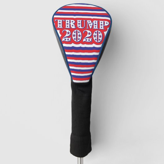 Pro Trump 2020 Retro Patriottische Stripes Golfheadcover (Voorkant)