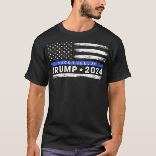 Pro Trump 2024 Back the Blue Thin Blue Line Americ T-shirt