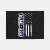 Pro Trump 2024 Back The Blue Thin Blue Line Fleece Deken (Voorkant (Horizontaal))