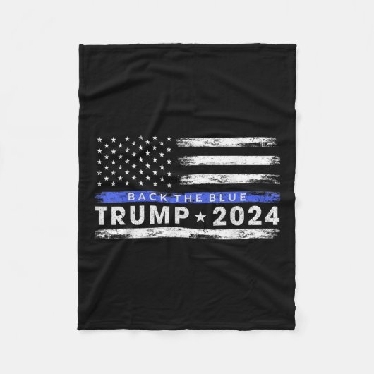 Pro Trump 2024 Back The Blue Thin Blue Line Fleece Deken (Voorkant)