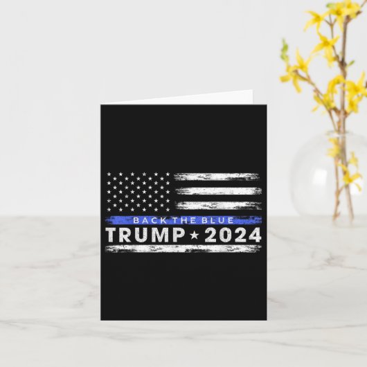 Pro Trump 2024 Back The Blue Thin Blue Line Kaart (Gele Bloem)